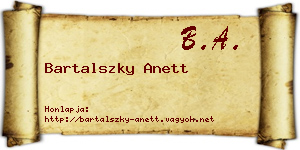 Bartalszky Anett névjegykártya